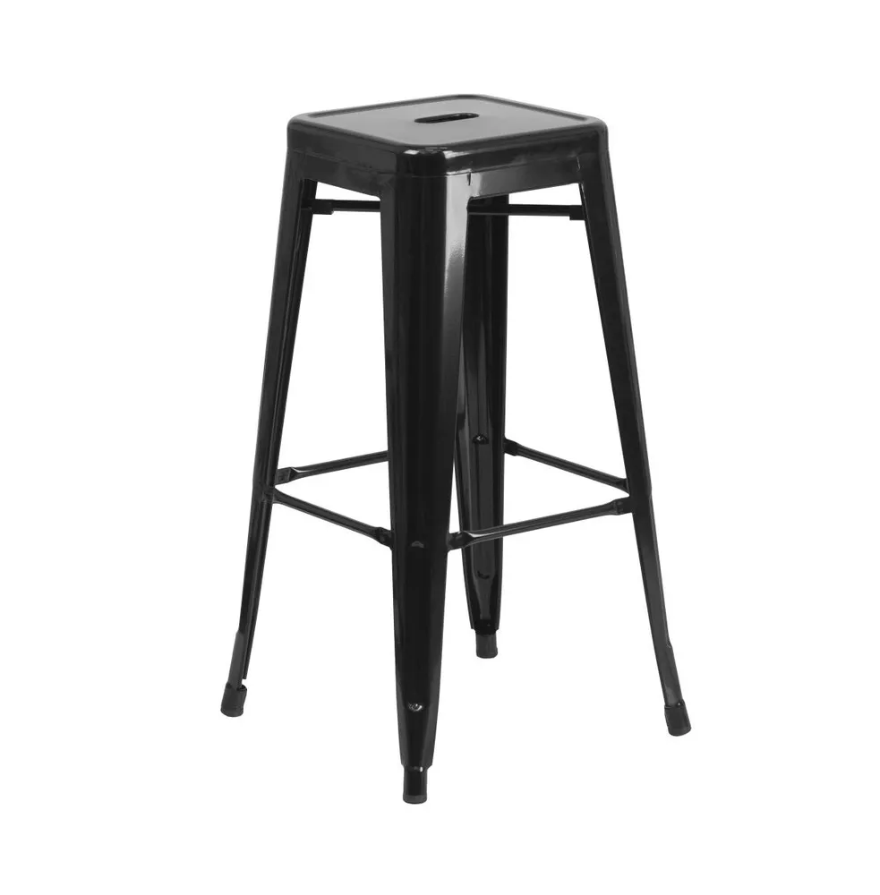 Newark Series Backless Metal Stool With Square Seat For Indoor-Outdoor Use