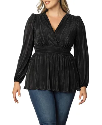 Women's Plus Pleated Perfection Long Sleeve Tunic Top