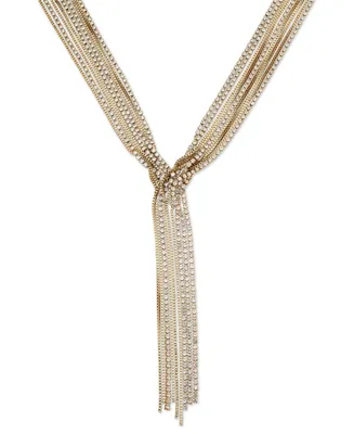 I.n.c. International Concepts Crystal Multi-Chain Lariat Necklace, 19" + 3" extender, Created for Macy's