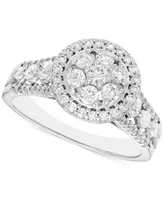 Diamond Halo Cluster Engagement Ring (1 ct. t.w.) in 14k White Gold