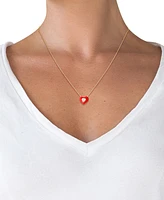 Giani Bernini Cubic Zirconia & Red Enamel Heart Pendant Necklace in 18k Gold-Plated Sterling Silver, 16-1/2" + 1-1/2" extender, Created for Macy's