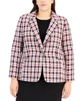 Tahari Asl Plus Plaid Long-Sleeve Blazer