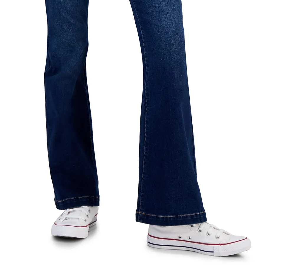 Dollhouse Juniors' High-Rise Belted Flare-Leg Jeans