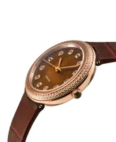 GV2 by Gevril Women's Arezzo Brown Leather Watch 33mm