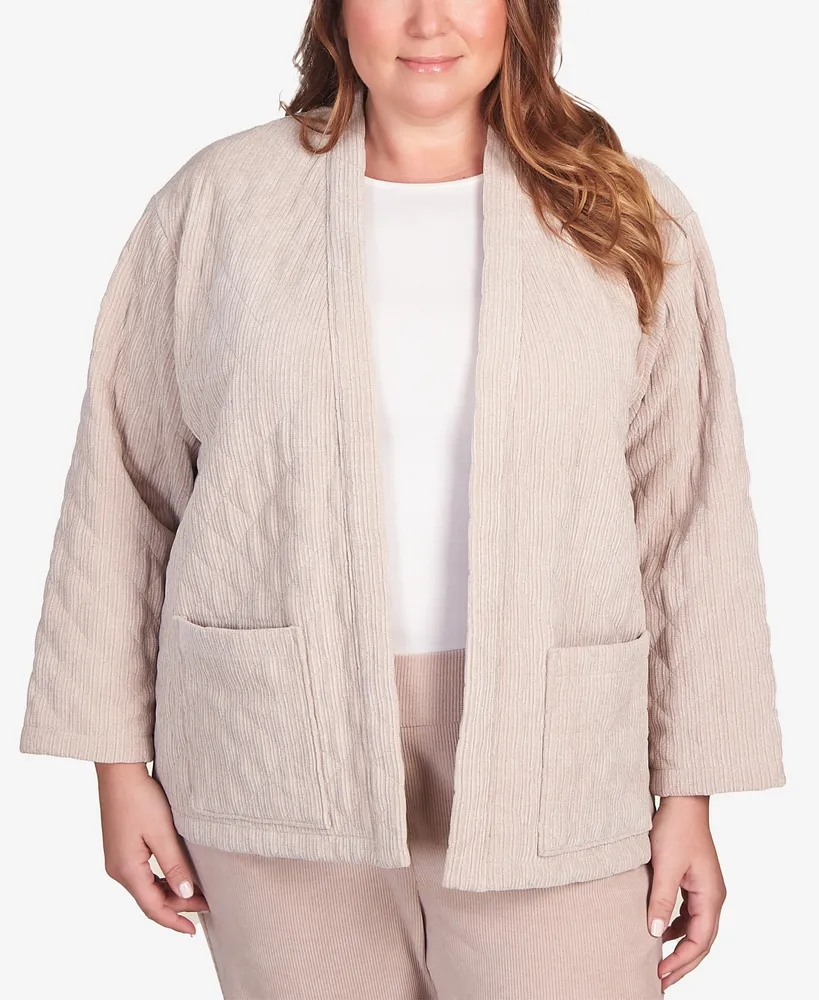 Alfred Dunner Plus St.Moritz Sculpted Mock Neck Animal Jacket