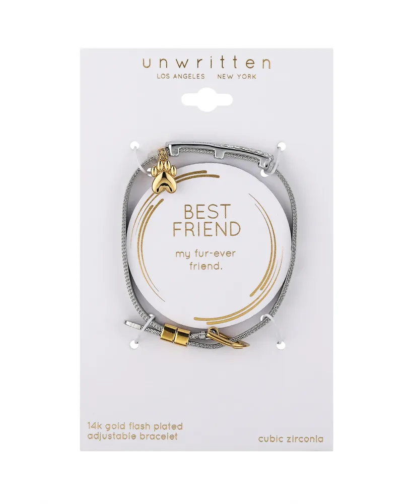 Unwritten 14K Gold-Plated Flash-Plated Paw Charm Bangle Bracelet