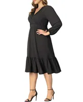 Kiyonna Plus Portia Long Sleeve Dress