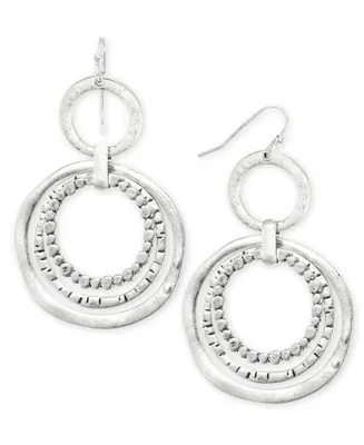 Style & Co Silver-Tone Multi-Row Circle Double Drop Earrings, Created for Macy's