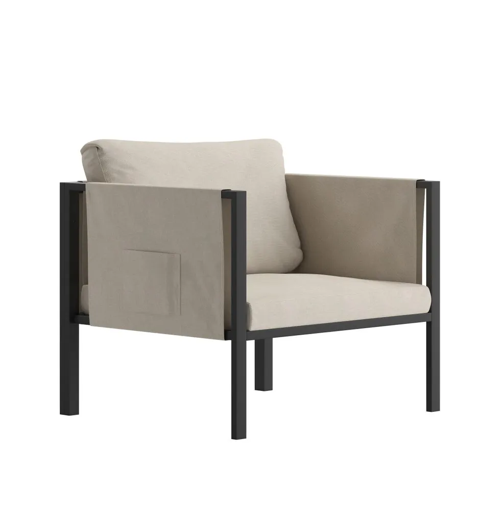 Cape Cod Outdoor Patio Chair With Removable Fabric Cushions And Steel Frame