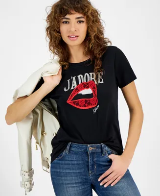 Guess Women's Cotton J'adore Short-Sleeve Easy T-Shirt