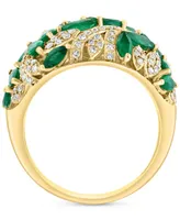Effy Emerald (2-1/5 ct. t.w.) & Diamond (3/8 ct. t.w.) Cluster Ring in 14k Gold