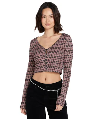 Volcom Juniors' Disco Rodeo Long-Sleeve Cropped Top