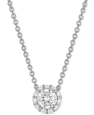 Alethea Certified Diamond Halo Pendant Necklace (1/2 ct. t.w.) in 14k White Gold Featuring Diamonds from De Beers Code of Origin, Created for Macy's