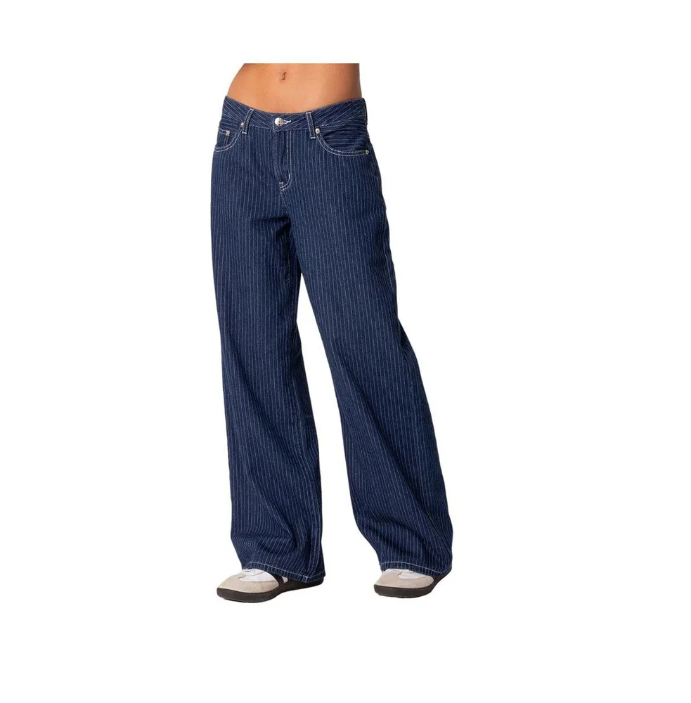 Women's Pinstripe low rise jeans