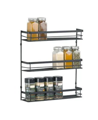 mDesign Steel Wall Mount 3-Tier Spice Rack Storage Organizer Basket