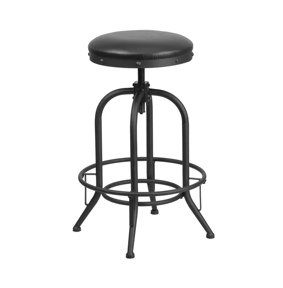 Adrienne Barstool Contemporary Backless Stool With Swivel Seat Height Adjustment And Footrest