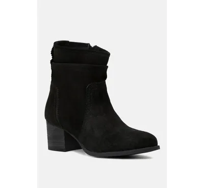 Rag & Co Bowie Womens Stacked Heel Leather Ankle Boots