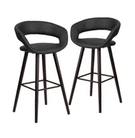 2 Pk. 29'' High Contemporary Vinyl Barstool With Cappuccino Wood Frame