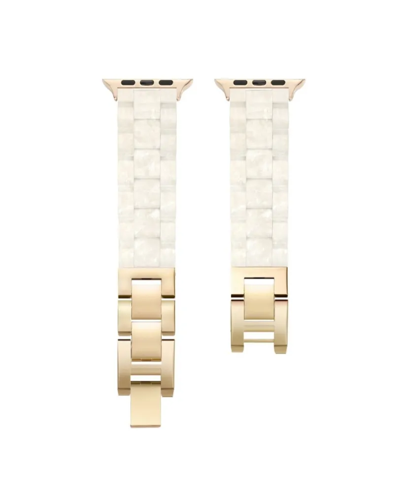 American Exchange Women's Gold-Tone Alloy White Resin Strap Compatible for 38mm, 40mm Apple Watch