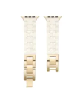 American Exchange Women's Gold-Tone Alloy White Resin Strap Compatible for 38mm, 40mm Apple Watch