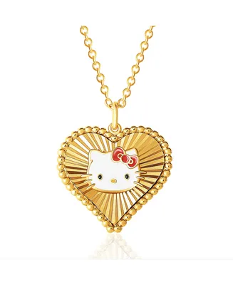 Sanrio Hello Kitty Womens Starburst Heart Pendant Necklace, 18'' - Authentic Officially Licensed