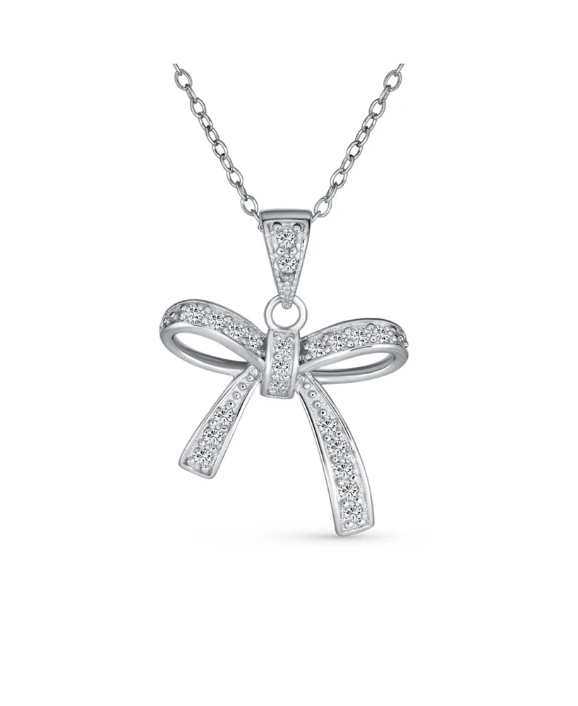 Girls' CZ Bow Sterling Silver Charm - Clear- in Season Jewelry