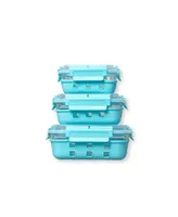 Genicook 3 Pc Rectangular Container Hi-Top Lids with Pro Grade Removable Lockdown Levers Silicone Sleeve Set