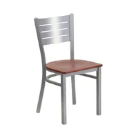 Silver Slat Back Metal Restaurant Dining Chair