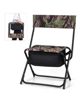 Folding Hunting Chair Foldable Portable Fishing Stool with Storage Pocket