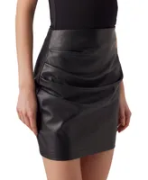 Vero Moda Women's Ruched Faux-Leather Mini Skirt