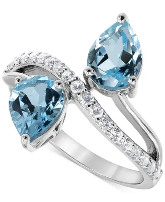 Sky Blue Topaz (2-3/4 ct. t.w.) & White Zircon (1/4 ct. t.w.) Bypass Ring in Sterling Silver