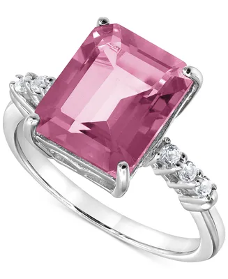 Pink Topaz (5-3/4 ct. t.w.) & White Topaz (1/10 ct. t.w.) Ring in Sterling Silver