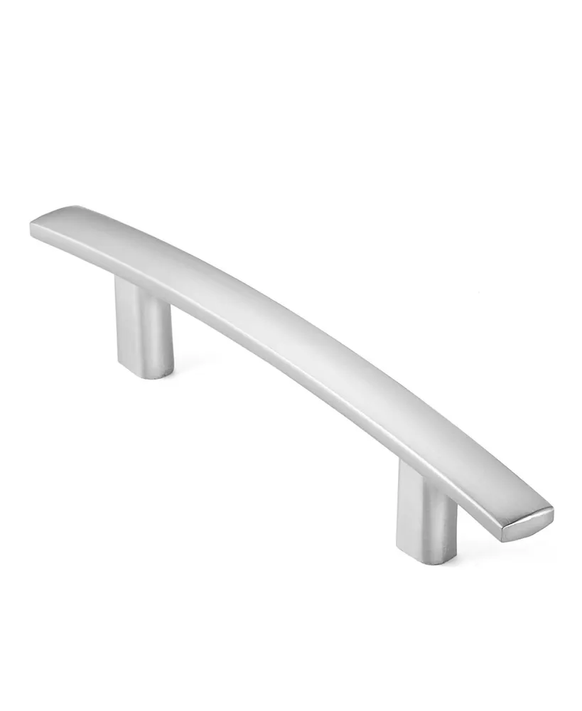 Cauldham 25 Pack Solid Kitchen Cabinet Arch Pulls Handles (3" Hole Centers) - Modern Curved Drawer/Door Hardware - Style M242 - Satin Nickel