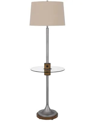 61" Height Floor Lamp with Glass Tray and Wood Accents