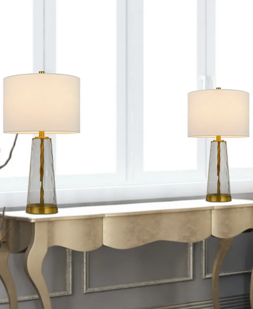 26" Height Metal and Glass Table Lamp Set