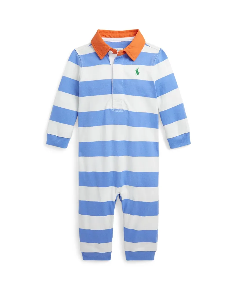 Polo Ralph Lauren Baby Boys Striped Cotton Jersey Rugby Coverall