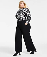 Bar Iii Trendy Plus High-Rise Wide-Leg Ponte-Knit Pants