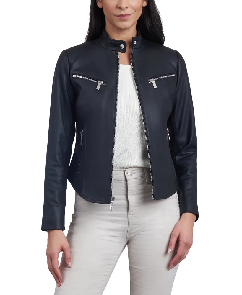 Michael Kors Women's Leather Racer Jacket