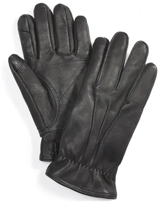 Ugg Men's 3-Point Leather Tech Gloves with Faux-Fur Lining