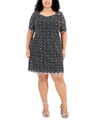 Connected Plus Sweetheart-Neck Lace Sheath Dress