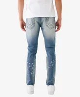 True Religion Men's Rocco Faded Skinny Jeans with Paint Splatter