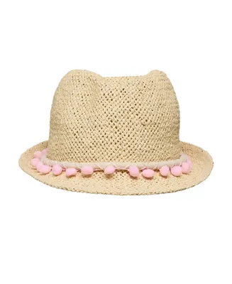 Toddler, Child Girls Pink Pompom Fedora Hat