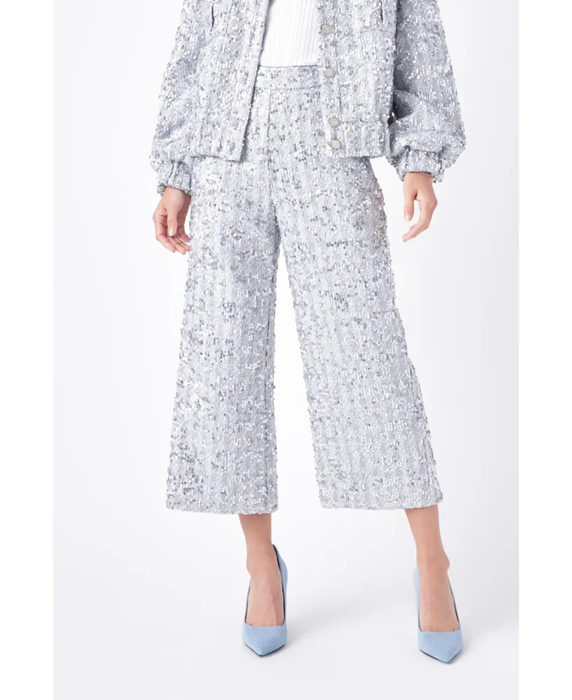 Women's Sequin Tweed Culotte Pants