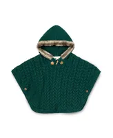 Hope & Henry Girls Cable Sweater Cape with Hood