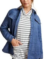 Jones New York Women's Denim Quilted Oversized Shirt Jacket - Indigo