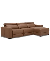 Nevio 115" 3-Pc. Leather Sectional with 2 Power Recliners, Headrests and Chaise, Created For Macy's