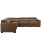 Nevio 124" 5-Pc. Leather Sectional with 3 Power Recliners and Headrests, Created For Macy's