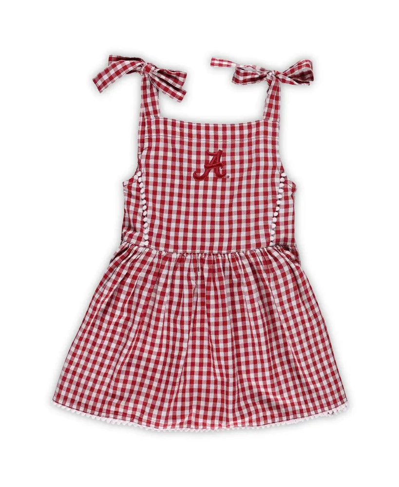 Girls Toddler Garb Crimson Alabama Tide Teagan Gingham Sleeveless Dress