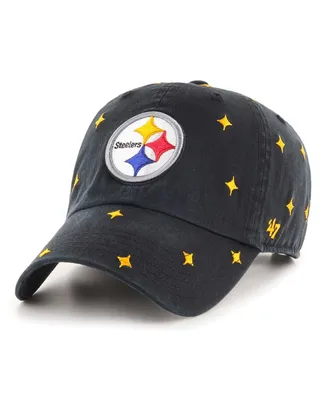 Men's and Women's '47 Brand Black Pittsburgh Steelers Confetti Clean Up Adjustable Hat