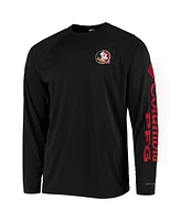 Men's Columbia Black Florida State Seminoles Terminal Tackle Omni-Shade Raglan Long Sleeve T-shirt